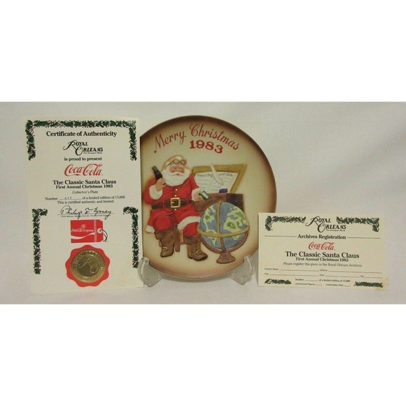1983 Coca Cola Christmas Santa Collector Plate Royal Orleans First Annual #217 - Picture 5 of 12